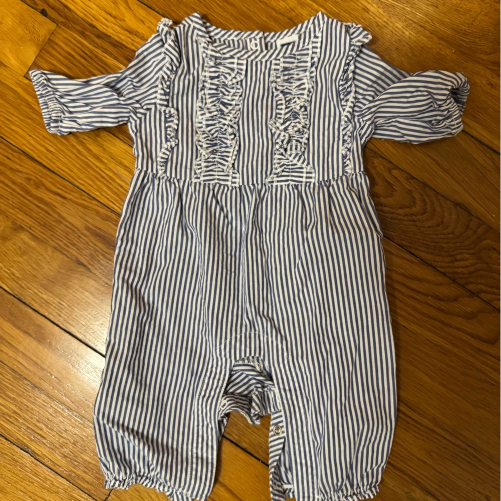 Janie and Jack Blue and White Striped One Piece